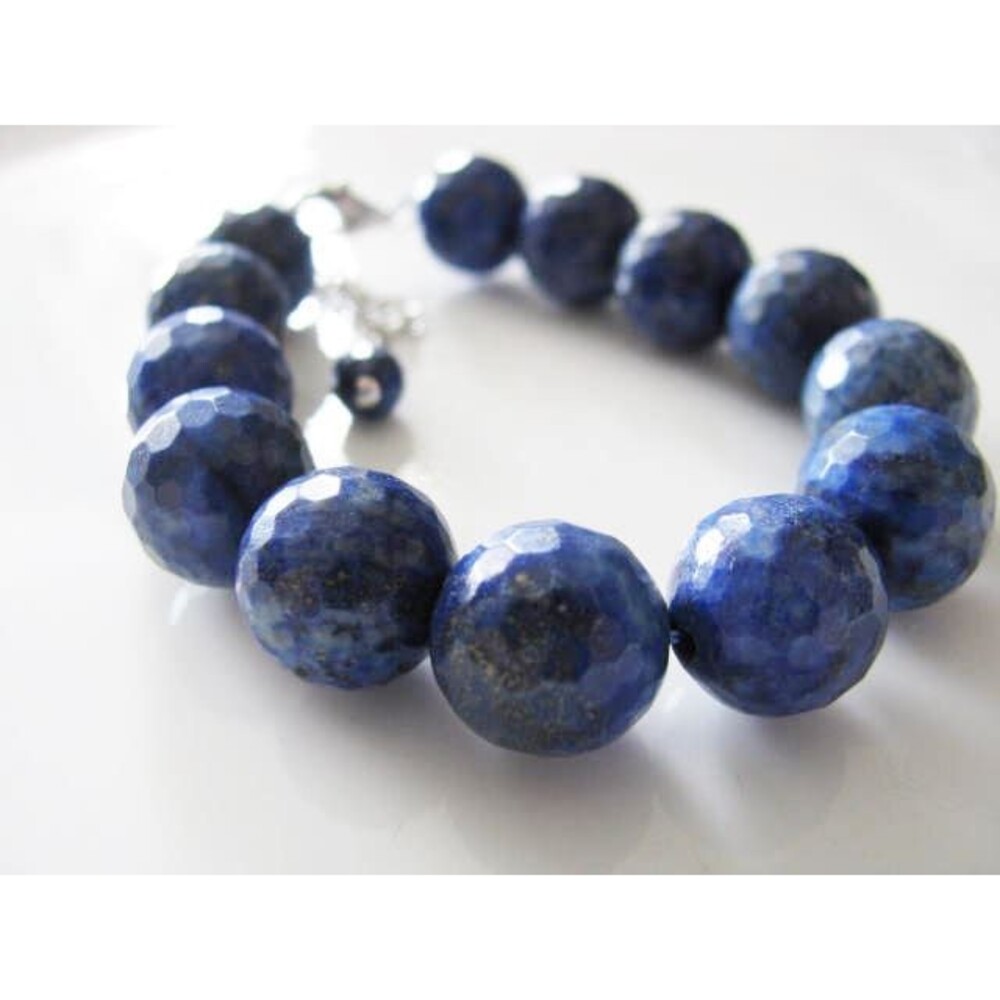 Sterling Silver Lapis Lazuli Faceted Bead Bracelet